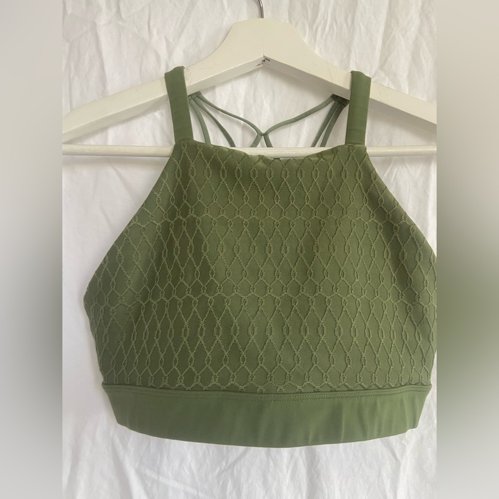 Lorna Jane Army Green High Neck Sport Bra Size Small - Picture 10 of 13